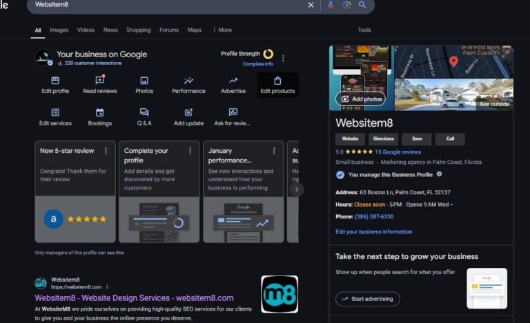 Google Business page profile